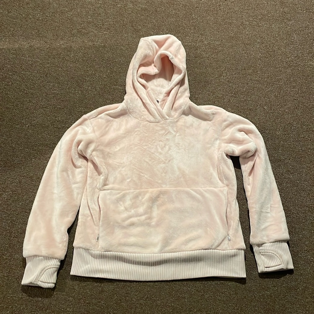 Super warm Athleta Girl light pink hooded sweatshirt - size L (12)!